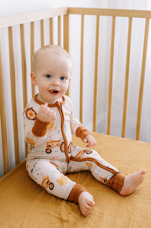 Farm Animal Bamboo Zipper Romper