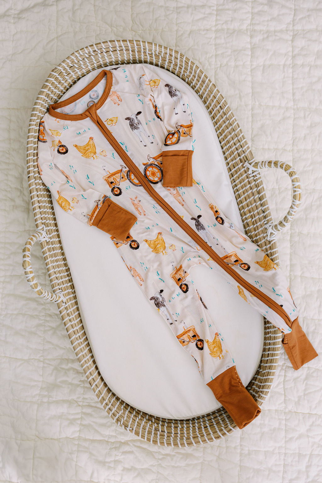Farm Animal Bamboo Zipper Romper