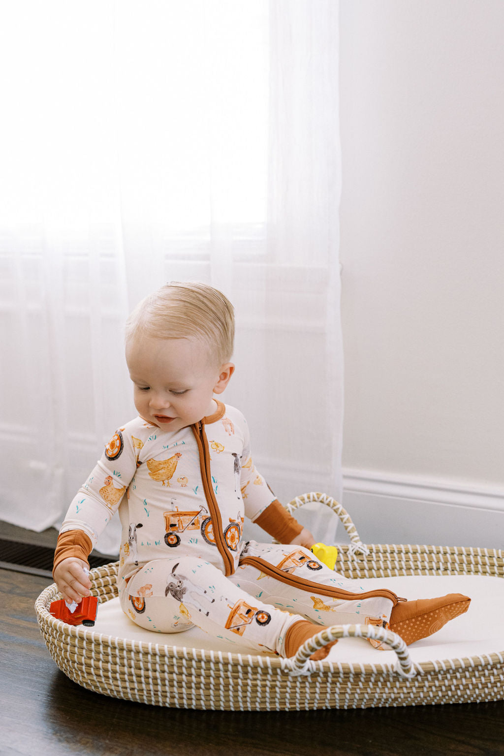 Farm Animal Bamboo Zipper Romper