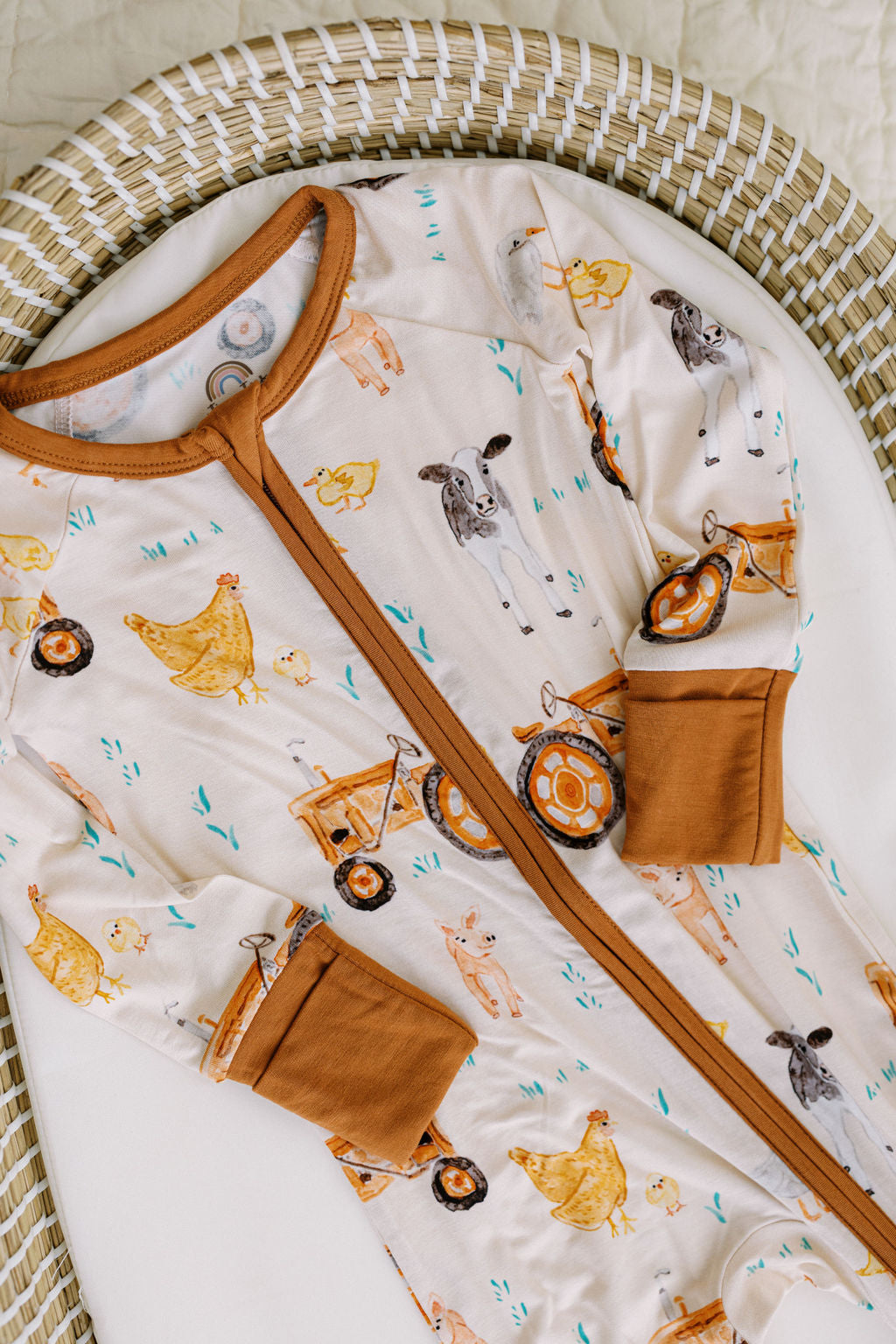 Farm Animal Bamboo Zipper Romper