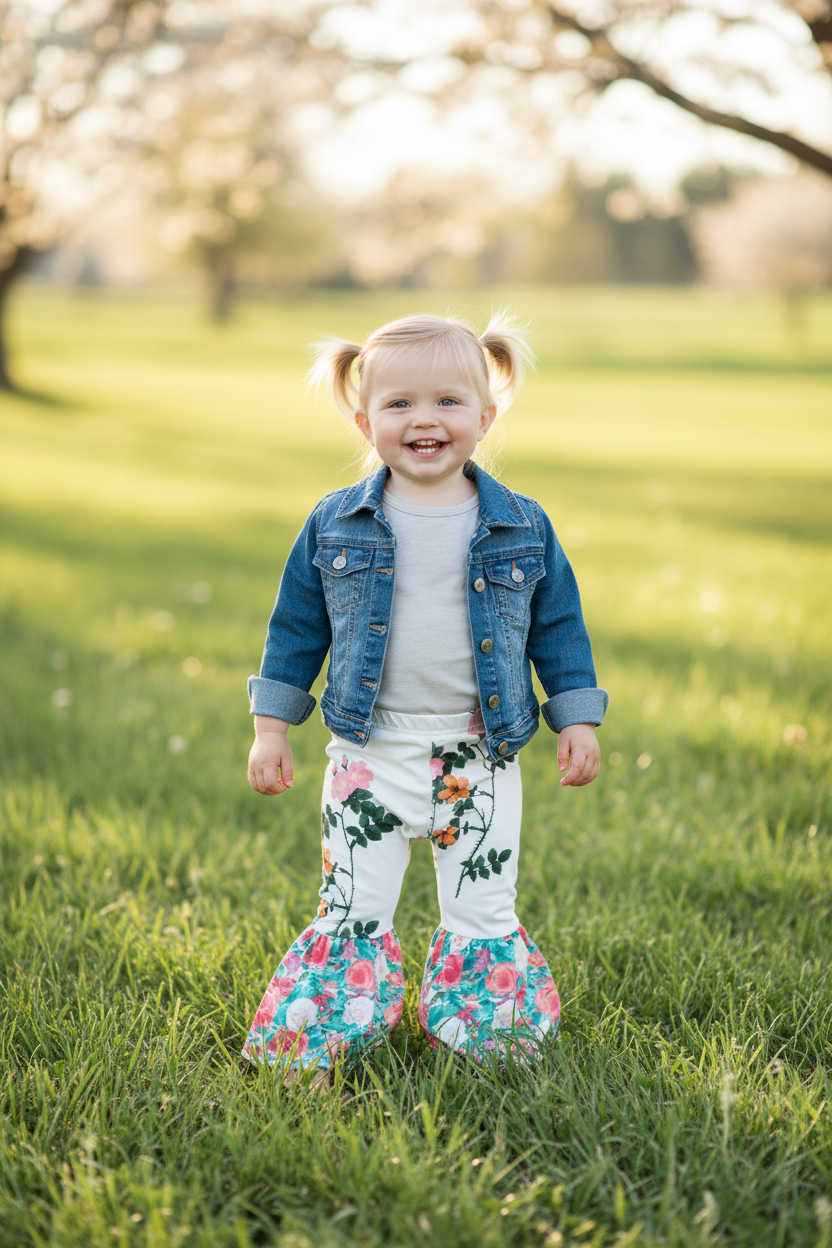 Girls Floral Bell Bottom Pants | Wildflower Retro Flares