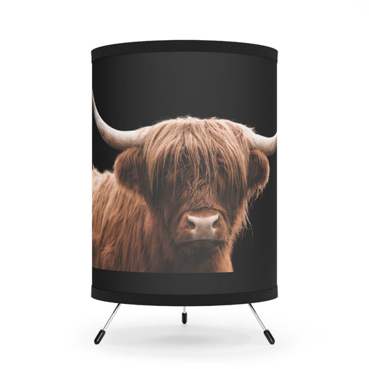 Tripod Lamp - Highland Hattie Design, US"CA Plug, High - Res Printed Shade - SmorgeousByGina
