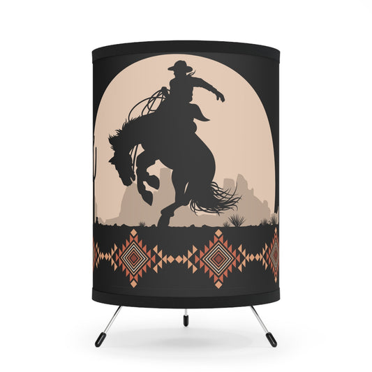 Tripod Lamp - Sunset on the Range with High - Res Printed Shade, US"CA plug - SmorgeousByGina