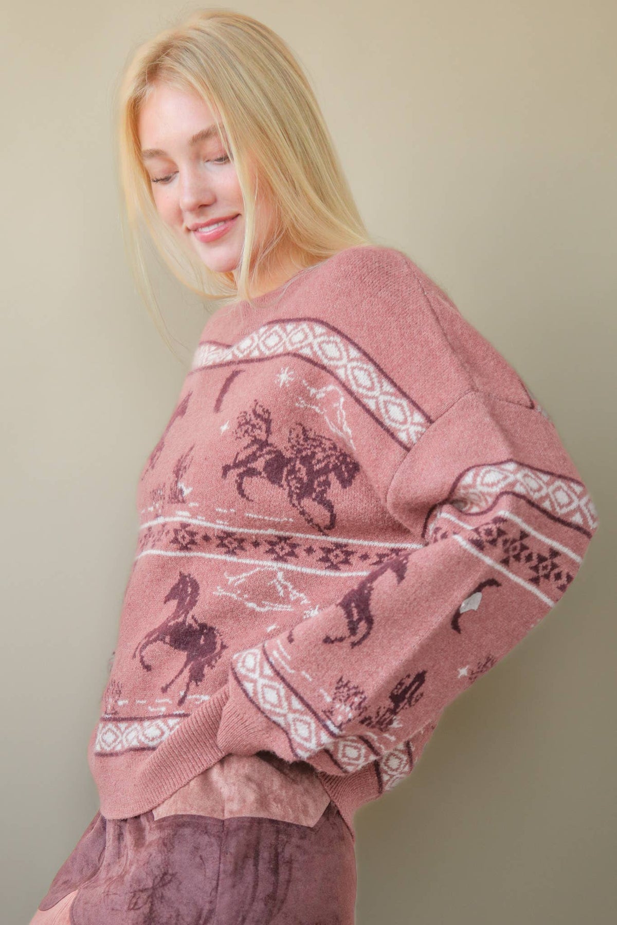 Western Express Knit Sweater - Small Mauve remains