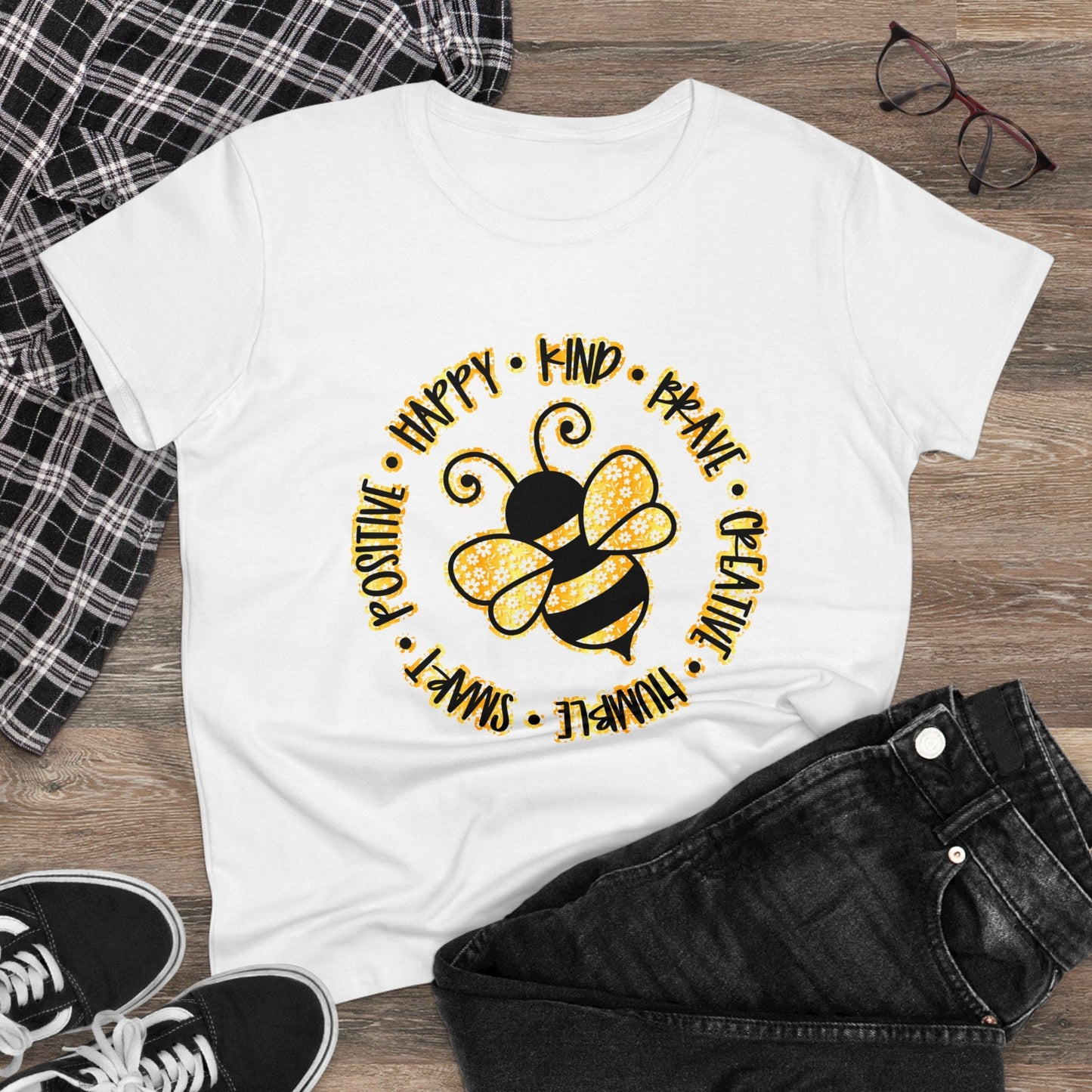 Women's Midweight Cotton Tee-Circle Bee - SmorgeousByGina