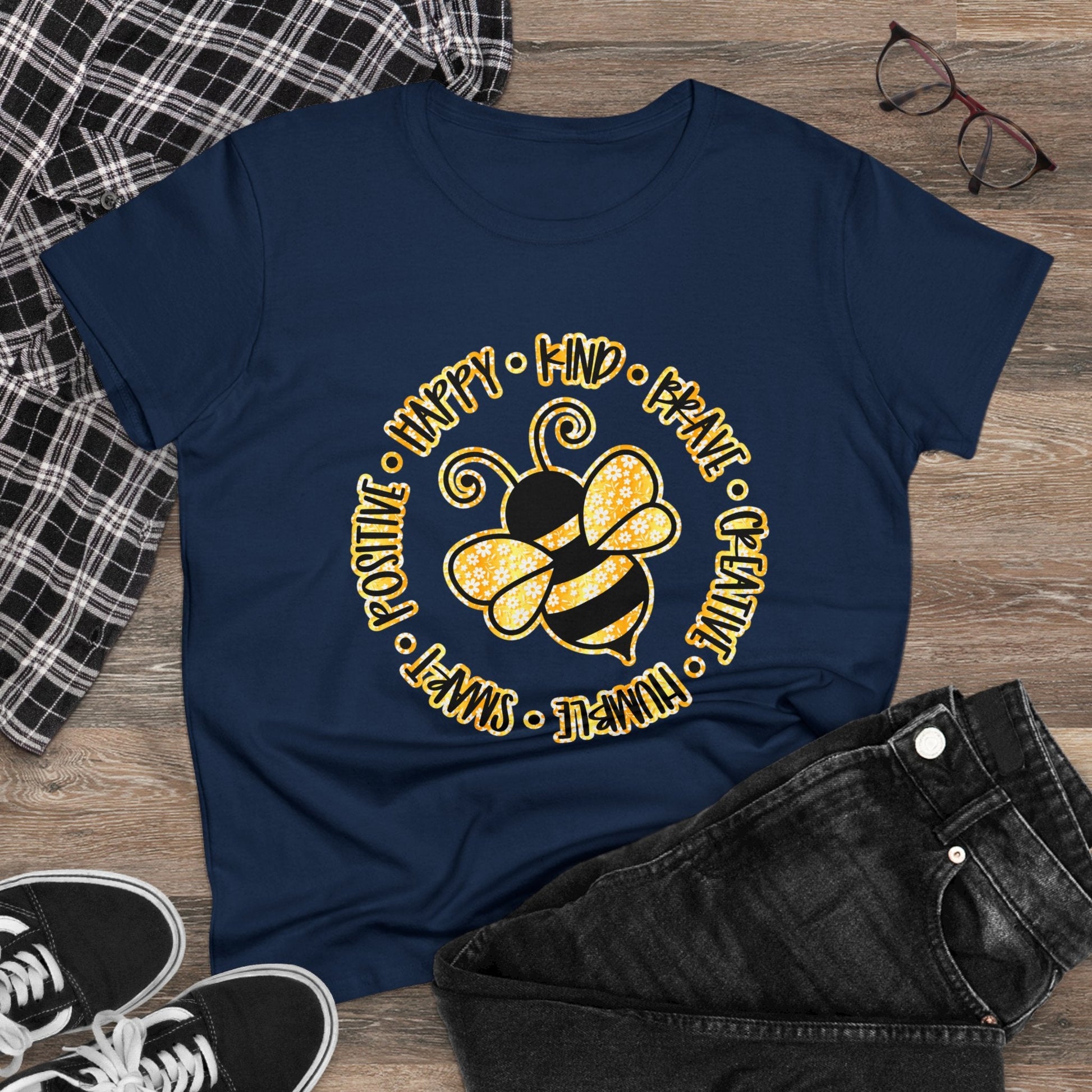Women's Midweight Cotton Tee-Circle Bee - SmorgeousByGina