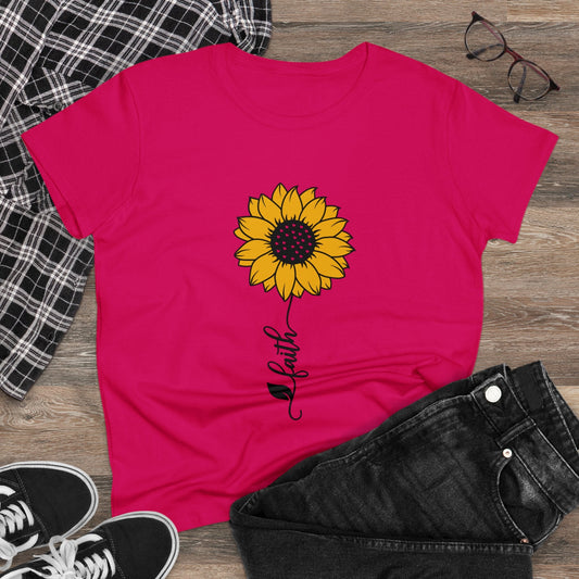 Women's Midweight Cotton Tee-Faith Sunflower - SmorgeousByGina