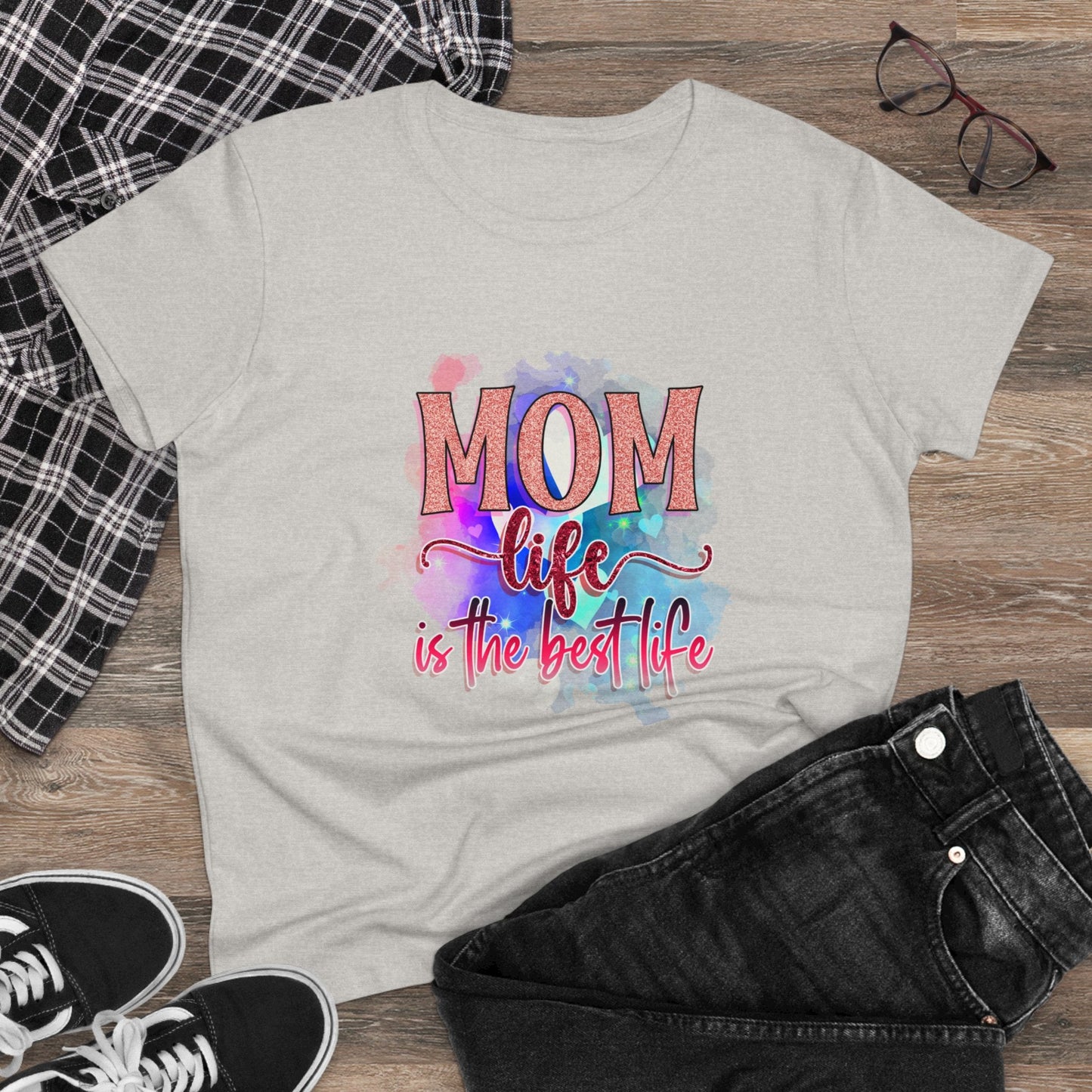 Women's Midweight Cotton Tee-Mom Life - SmorgeousByGina