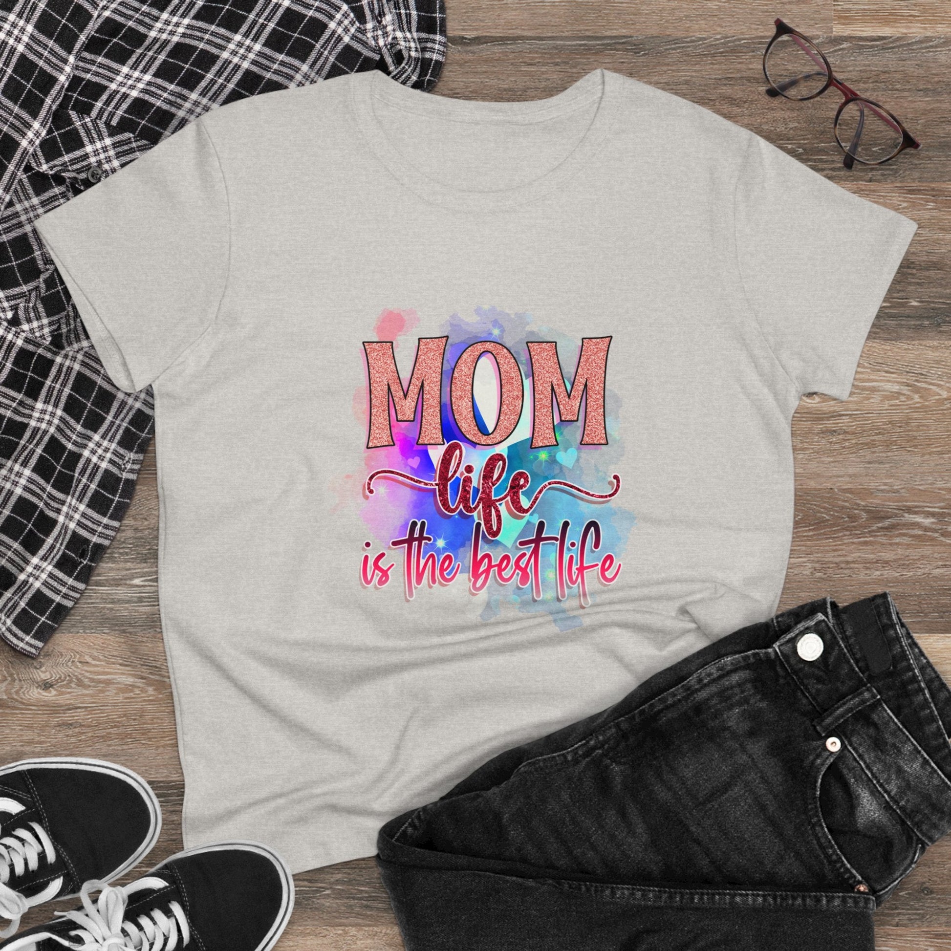 Women's Midweight Cotton Tee-Mom Life - SmorgeousByGina