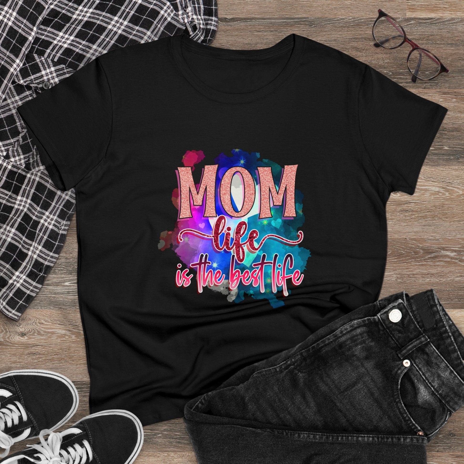 Women's Midweight Cotton Tee-Mom Life - SmorgeousByGina
