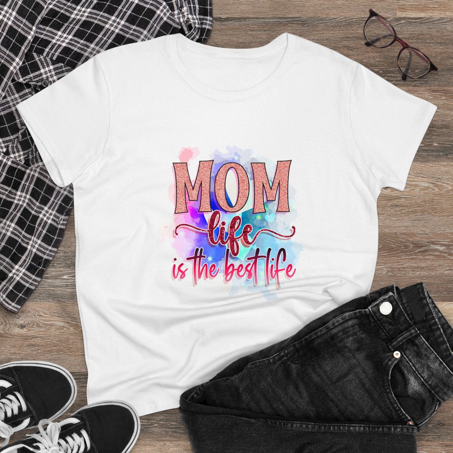 Women's Midweight Cotton Tee-Mom Life - SmorgeousByGina