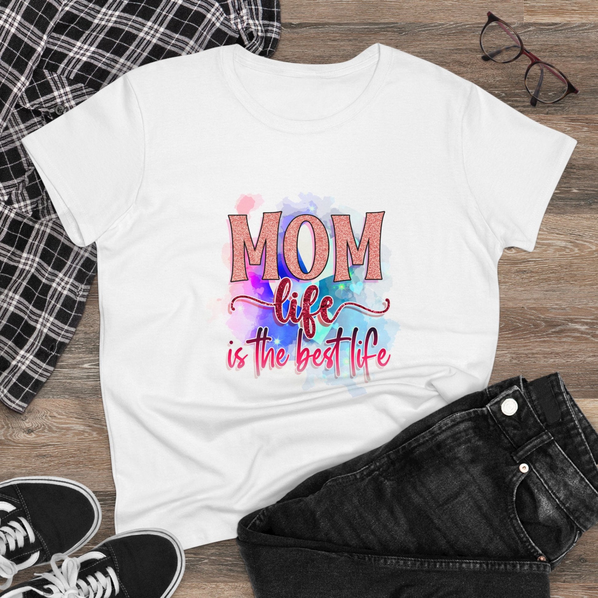 Women's Midweight Cotton Tee-Mom Life - SmorgeousByGina