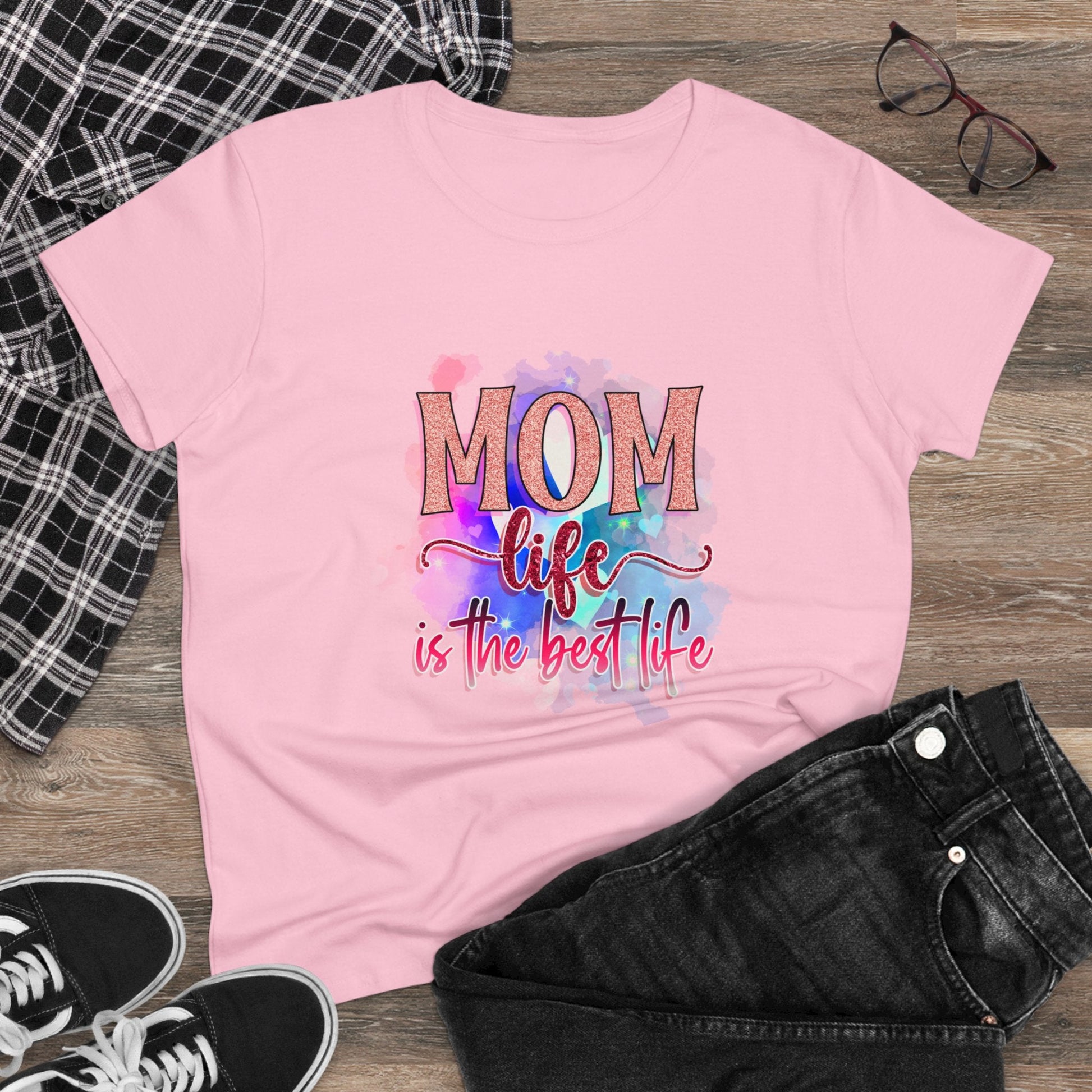 Women's Midweight Cotton Tee-Mom Life - SmorgeousByGina