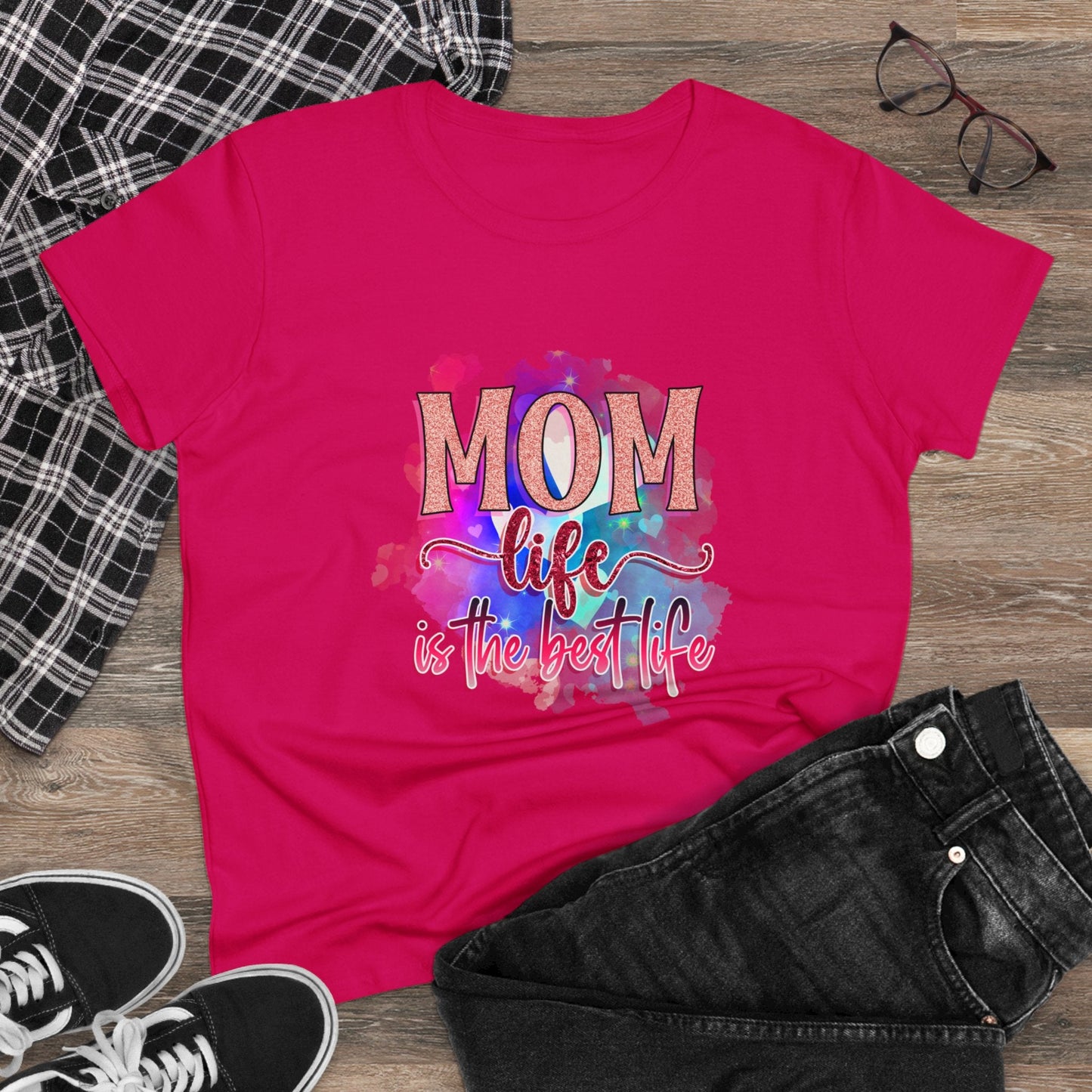 Women's Midweight Cotton Tee-Mom Life - SmorgeousByGina